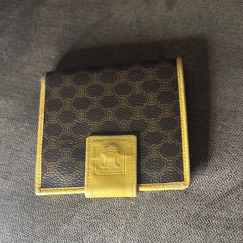 Celine Brown and Yellow Patterned Wallet